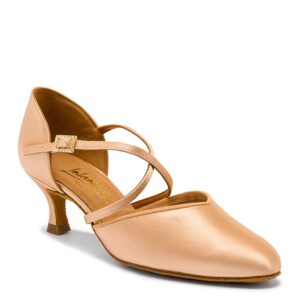 Vegan American Smooth - Peach Satin, Animal Free Ladies American Smooth Dance Shoes (Pictured on the 2" IDS Heel)