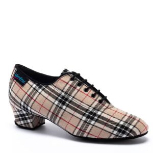 Vegan Heather Split - Beige Check, Animal Free Split Sole Ladies Teaching and Practice Dance Shoes (Pictured on the 1.5" Heather Heel)