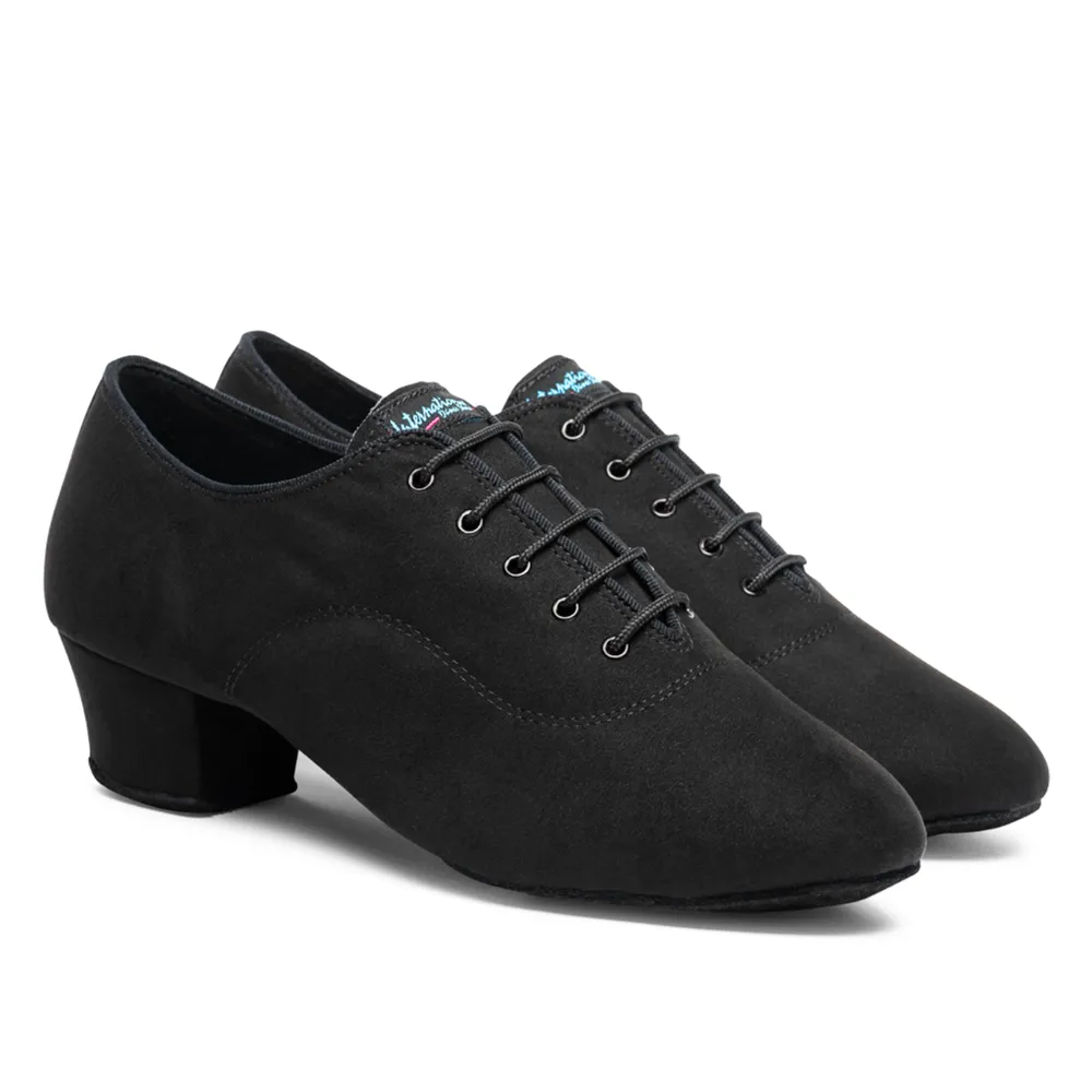 Vegan Rumba - Black Nubuck, Animal Free Mens Latin Dance Shoes (Pictured on the 1.5" Spanish Heel)