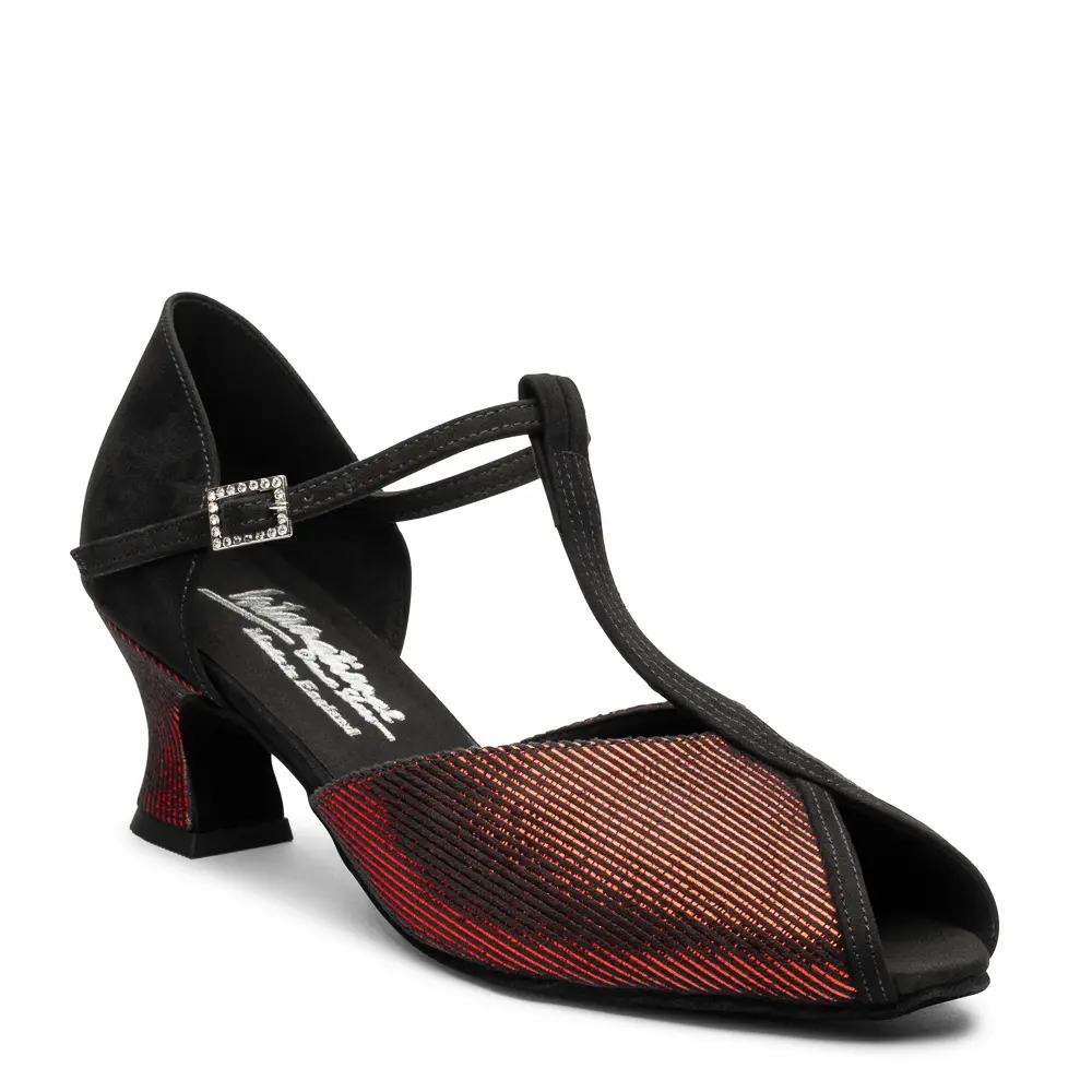 Vegan Vienna - Black Nubuck/Red Laser, Animal Free Ladies Comfort Fit Social Ballroom and Latin Dance Shoes (Pictured on the 2" Teatro Heel)