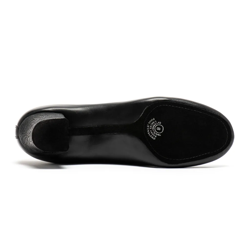 VEGAN F33 - Black Calf/Fiori, Animal Free Mens Latin Dance Shoes (Pictured on the 2" Spanish Heel)