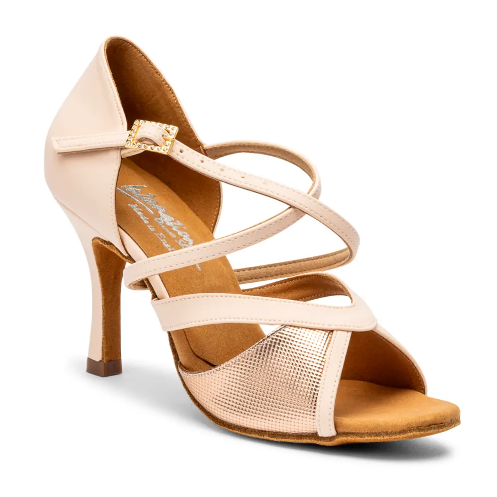 VEGAN Bianca - Himalayan Rose/Rose Gold Pixel, Animal Free Ladies Social Ballroom and Latin Dance Shoes (Pictured on the 3" Vogue Heel)