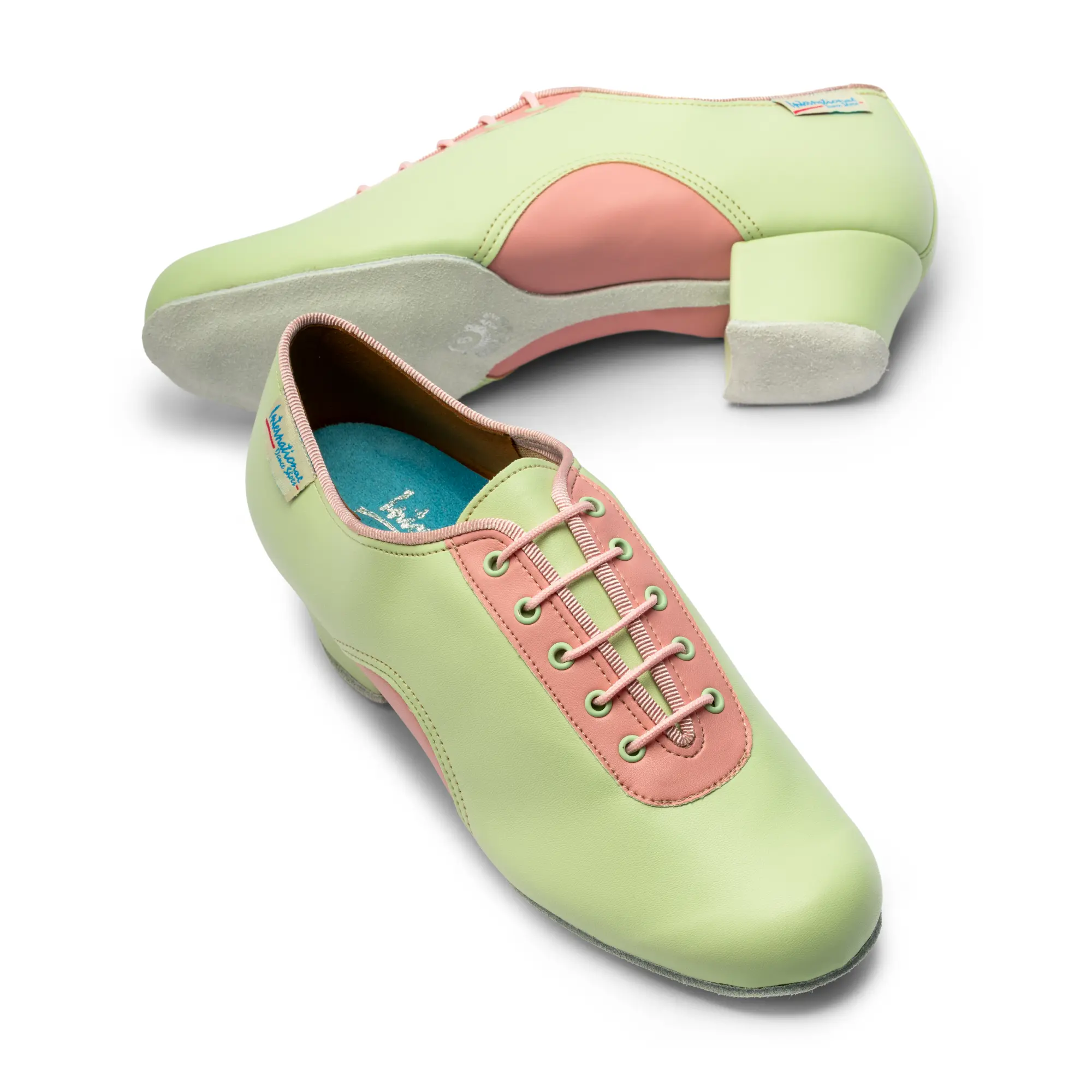 VEGAN Artiste SS - Strawberry Matcha, Animal Free Split Sole Ladies Teaching and Practice Dance Shoes (Pictured on the 1.5" Heather Heel)