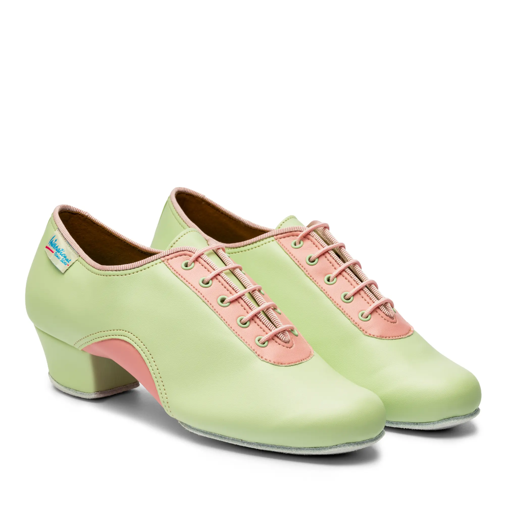 VEGAN Artiste SS - Strawberry Matcha, Animal Free Split Sole Ladies Teaching and Practice Dance Shoes (Pictured on the 1.5" Heather Heel)