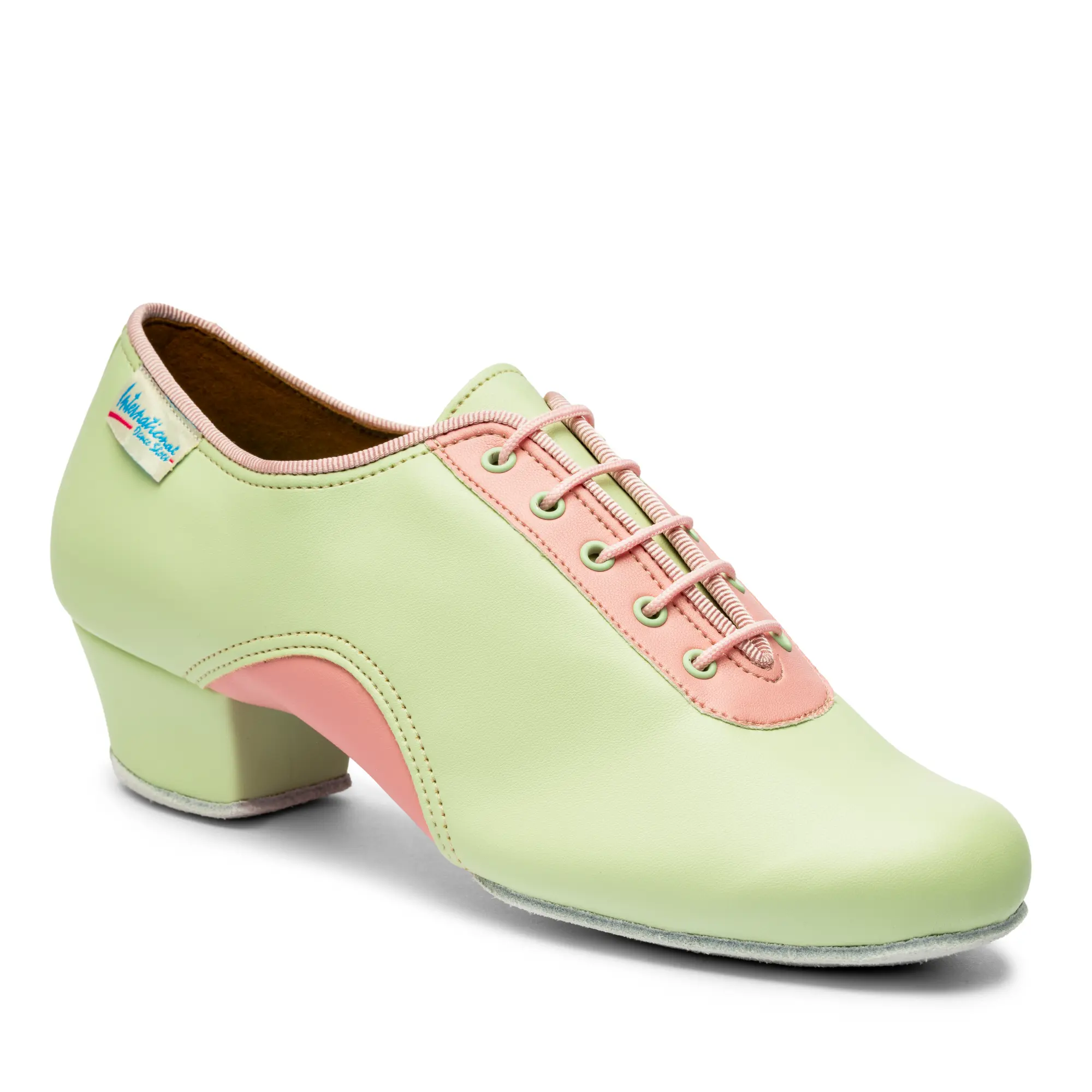 VEGAN Artiste SS - Strawberry Matcha, Animal Free Split Sole Ladies Teaching and Practice Dance Shoes (Pictured on the 1.5" Heather Heel)