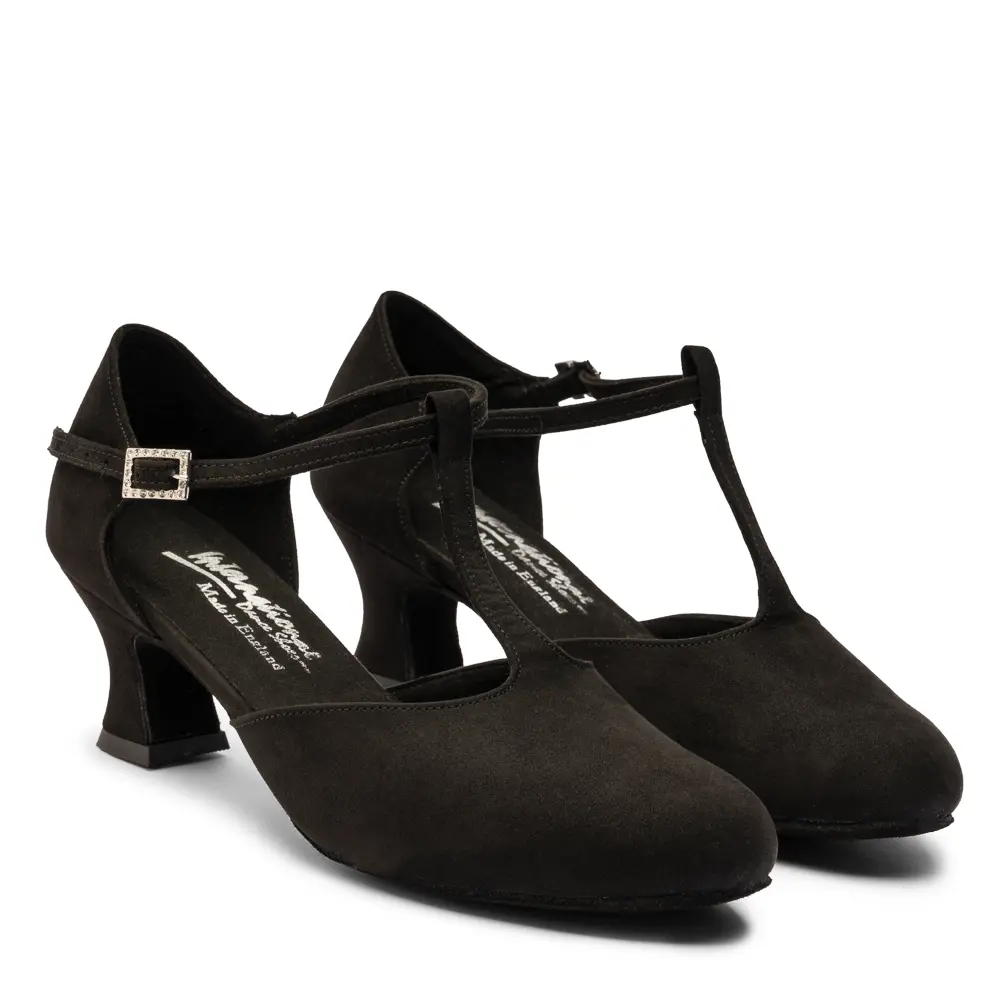 Vegan Zoe - Black Nubuck, Animal Free Ladies Comfort Fit Social Ballroom and Latin Dance Shoes (Pictured on the 2" Teatro Heel)